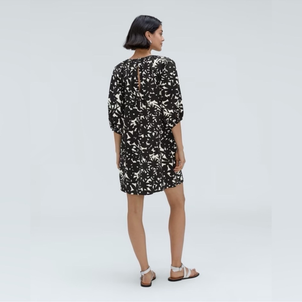 Everlane Organic Cotton Seersucker Puff Sleeve Floral Mini Dress - Picture 2 of 5